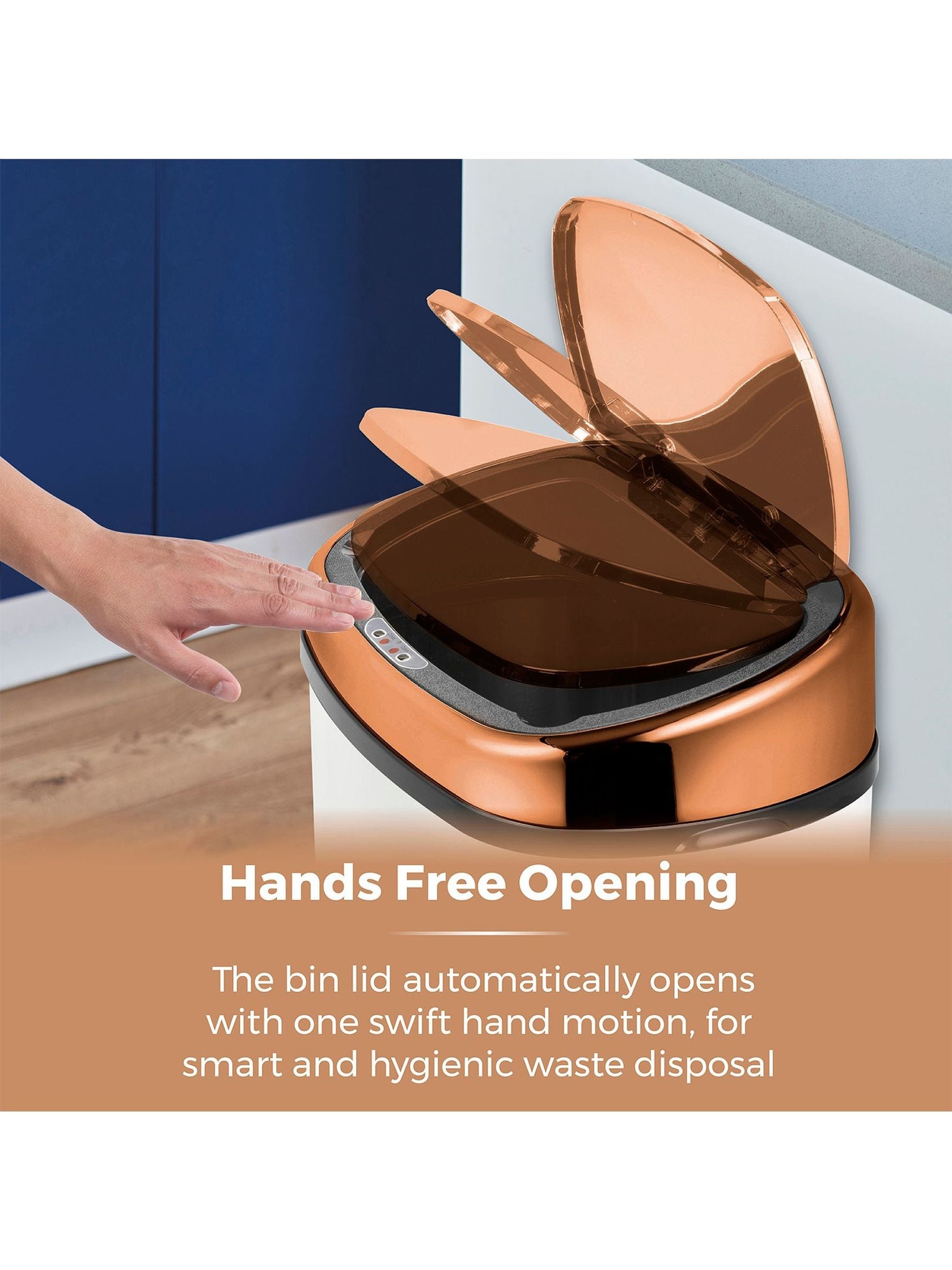 Tower White and Rose Gold sensor kitchen bin 58L (British brand)