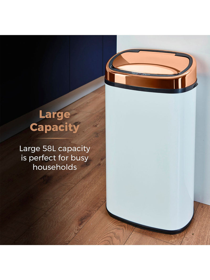 Tower White and Rose Gold sensor kitchen bin 58L (British brand)
