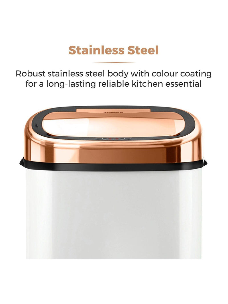 Tower White and Rose Gold sensor kitchen bin 58L (British brand)