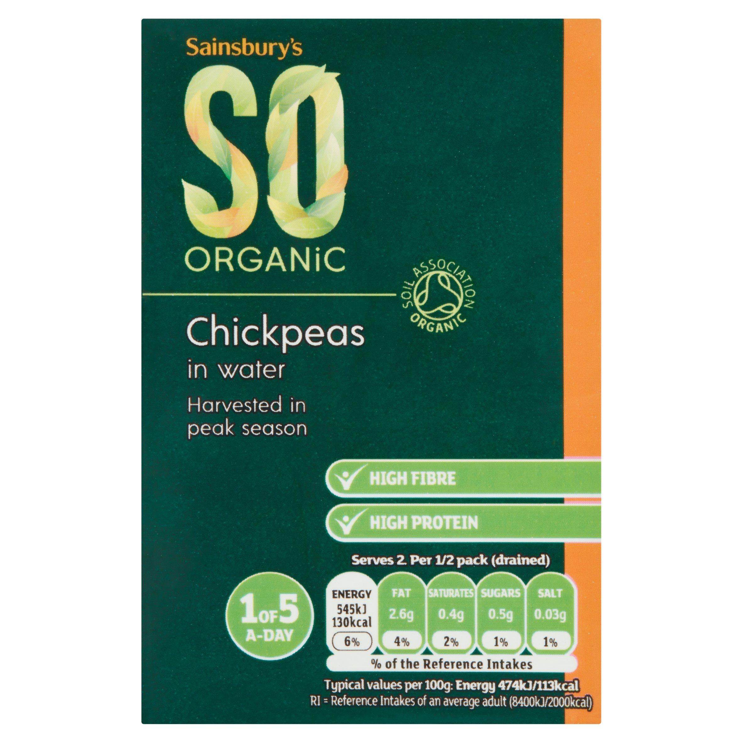 Sainsbury's Chickpeas, SO Organic 380g (230g*) GOODS Sainsburys   