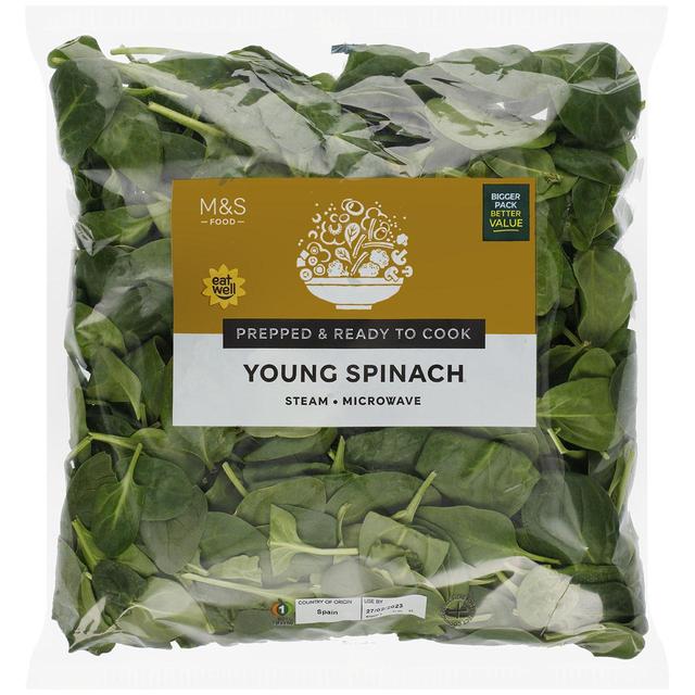 M&S Young Spinach Washed & Ready to Cook   320g