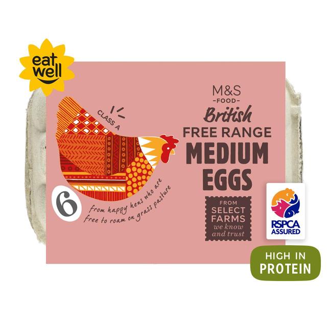 M&S Free Range Medium Eggs   6 per pack