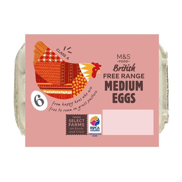 M&S Free Range Medium Eggs   6 per pack