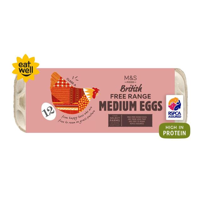 M&S Free Range Medium Eggs   12 per pack