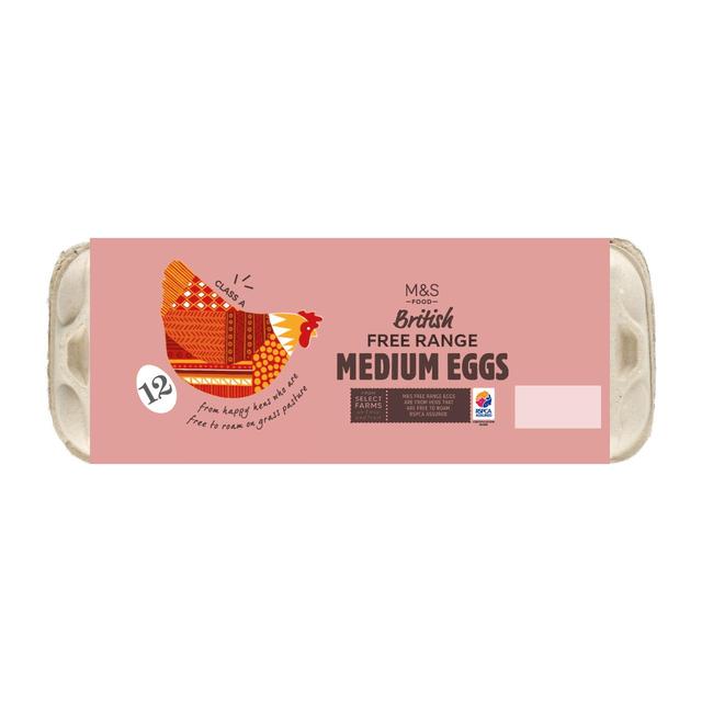 M&S Free Range Medium Eggs   12 per pack GOODS M&S   