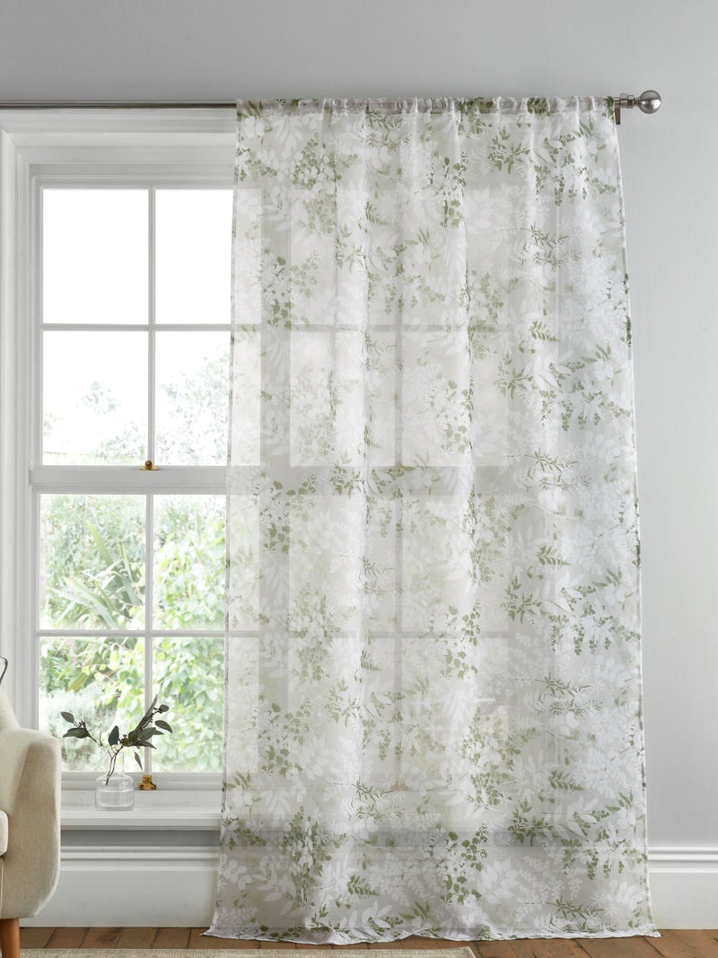 Dreams & Drapes Green Tiverton voile panel 140cm x 122cm, imported from the UK