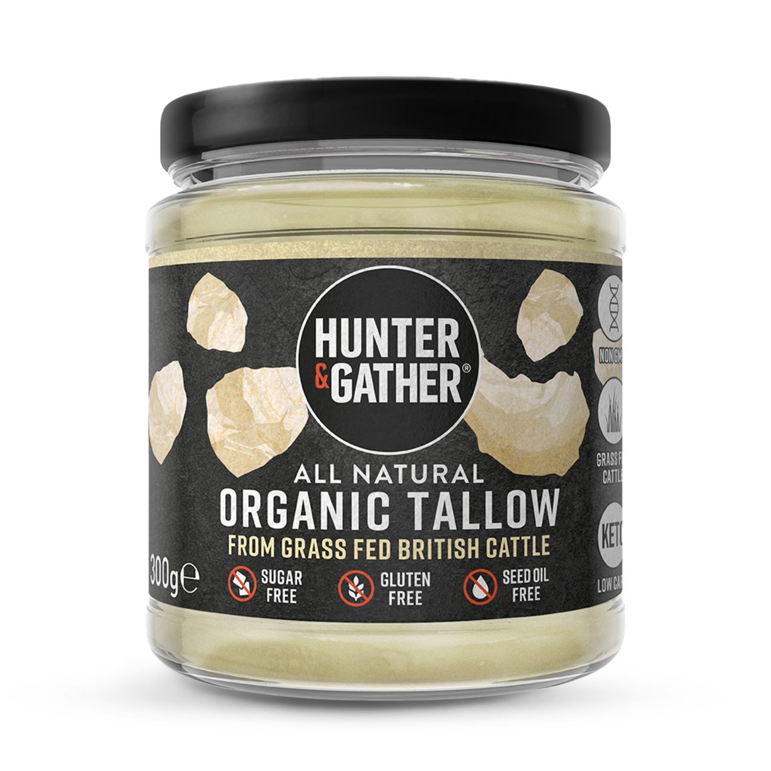 Hunter Gather organic beef tallow from grass fed cattle 300g, UK version