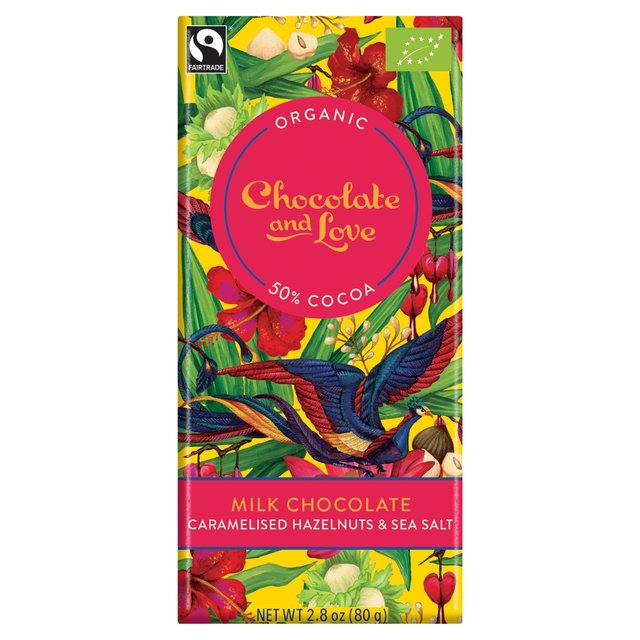 Chocolate and Love 50% Milk Chocolate Caramel & Hazelnut Bar   80g