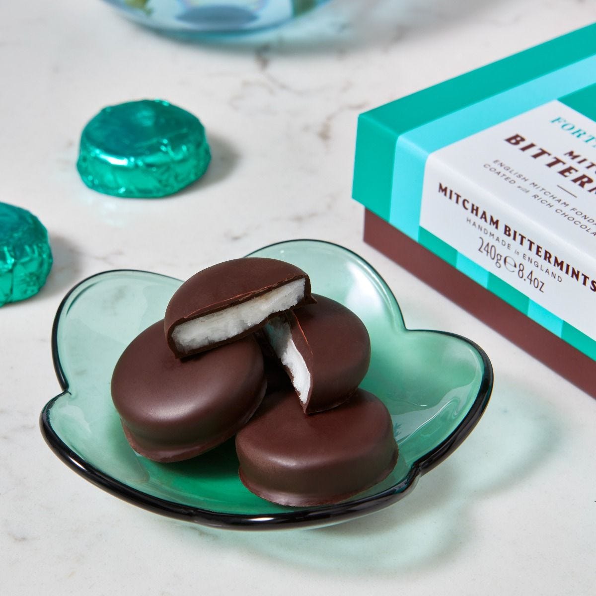 Mitcham Bittermints dark chocolate mint sweets 240g, UK version
