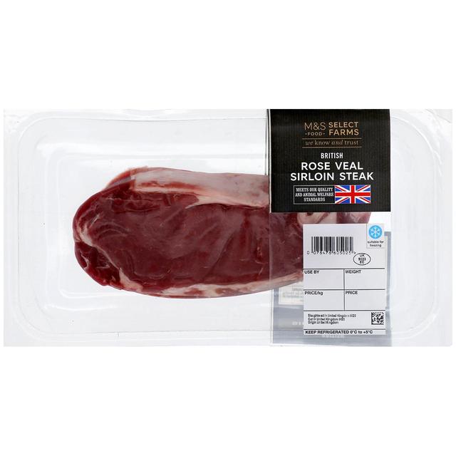 M&S Select Farms British Rose Veal Sirloin Steak   Typically: 250g