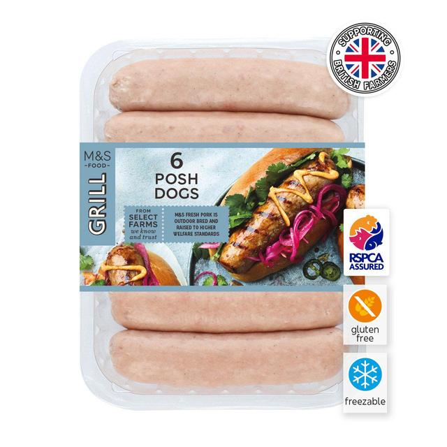 M&S 6 Posh Dog Pork Sausages with Smoky Seasoning   600g