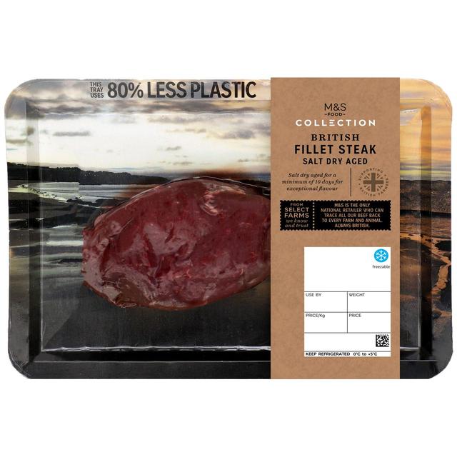 M&S British Select Farms Salt Dry Aged Fillet Steak   Typically: 197g