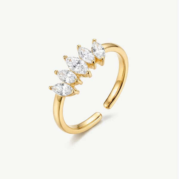 MUCHV Adjustable Crown Ring with Marquise Stones adjustable, imported from the UK