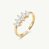 MUCHV Adjustable Crown Ring with Marquise Stones adjustable, imported from the UK