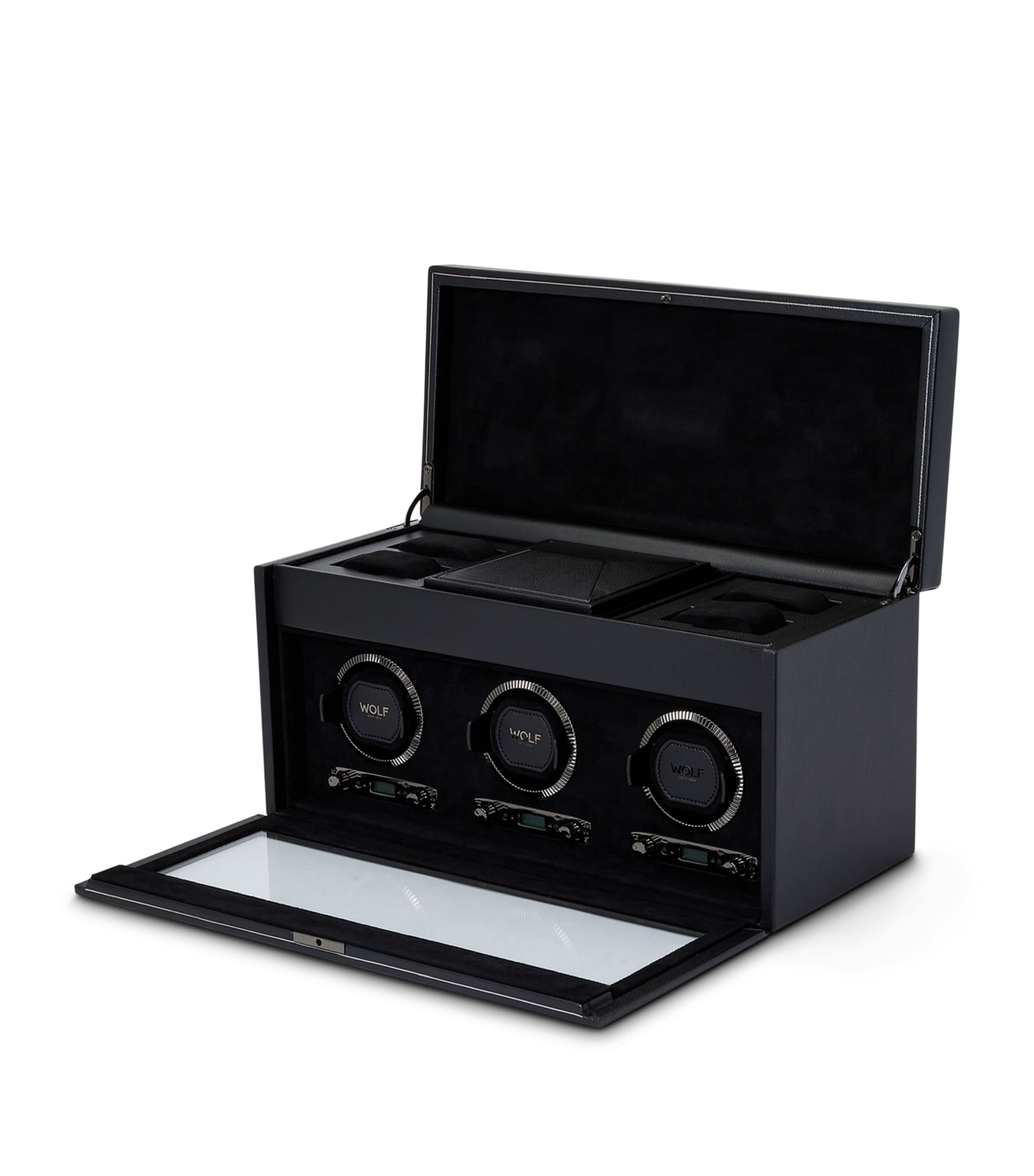 WOLF British Racing triple watch winder, vegan leather (British brand)