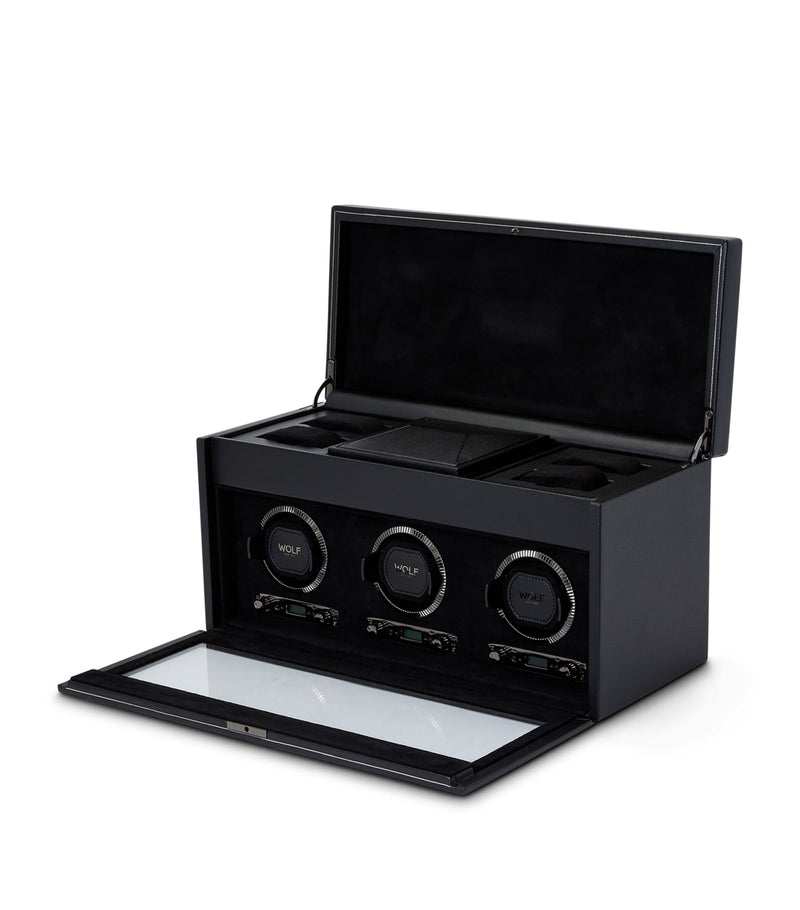 WOLF British Racing triple watch winder, vegan leather (British brand)
