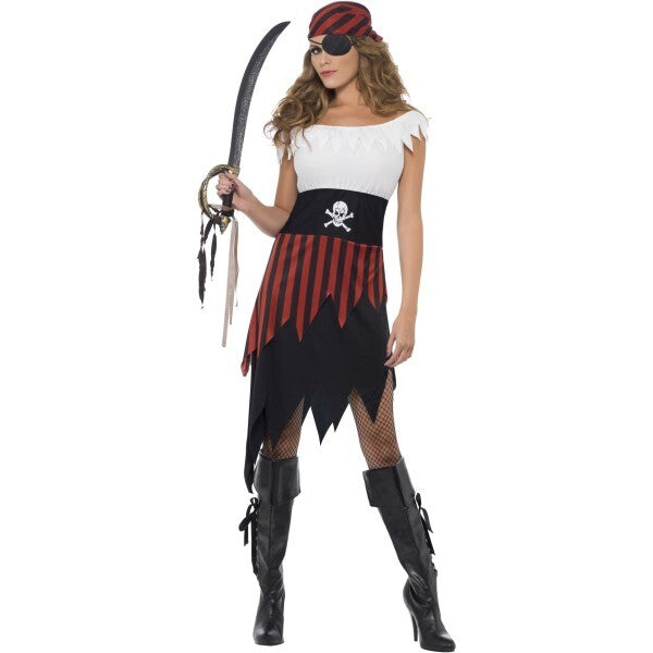Smiffys pirate wench costume black dress headpiece (British brand)