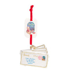 Glittery Resin Christmas Decoration with Velvet Ribbon 14cm x 6cm