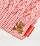 Miki House bear-embroidered cable-knit scarf - British product