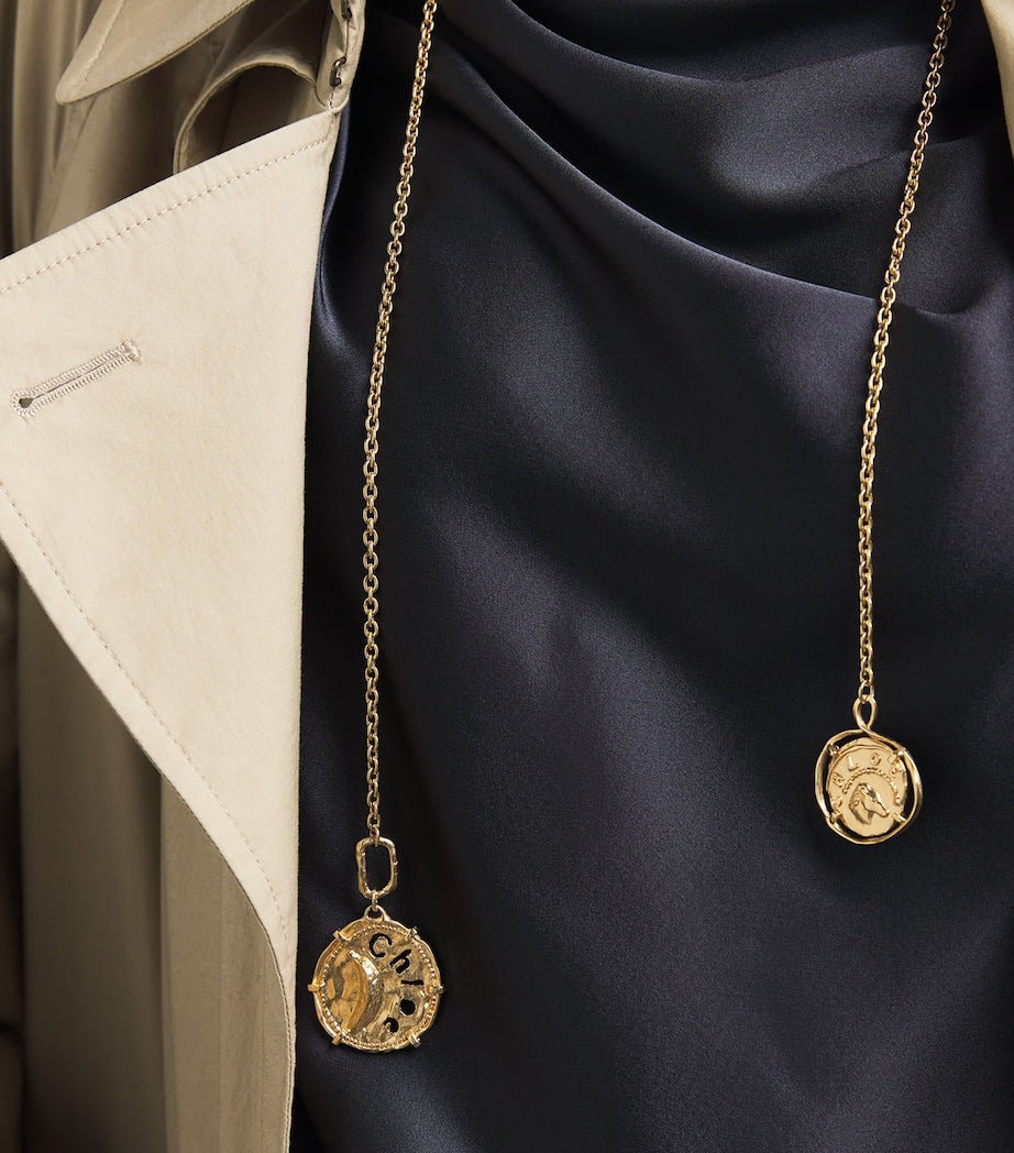 Chloé Medals scarf necklace gold-tone brass, imported from the UK
