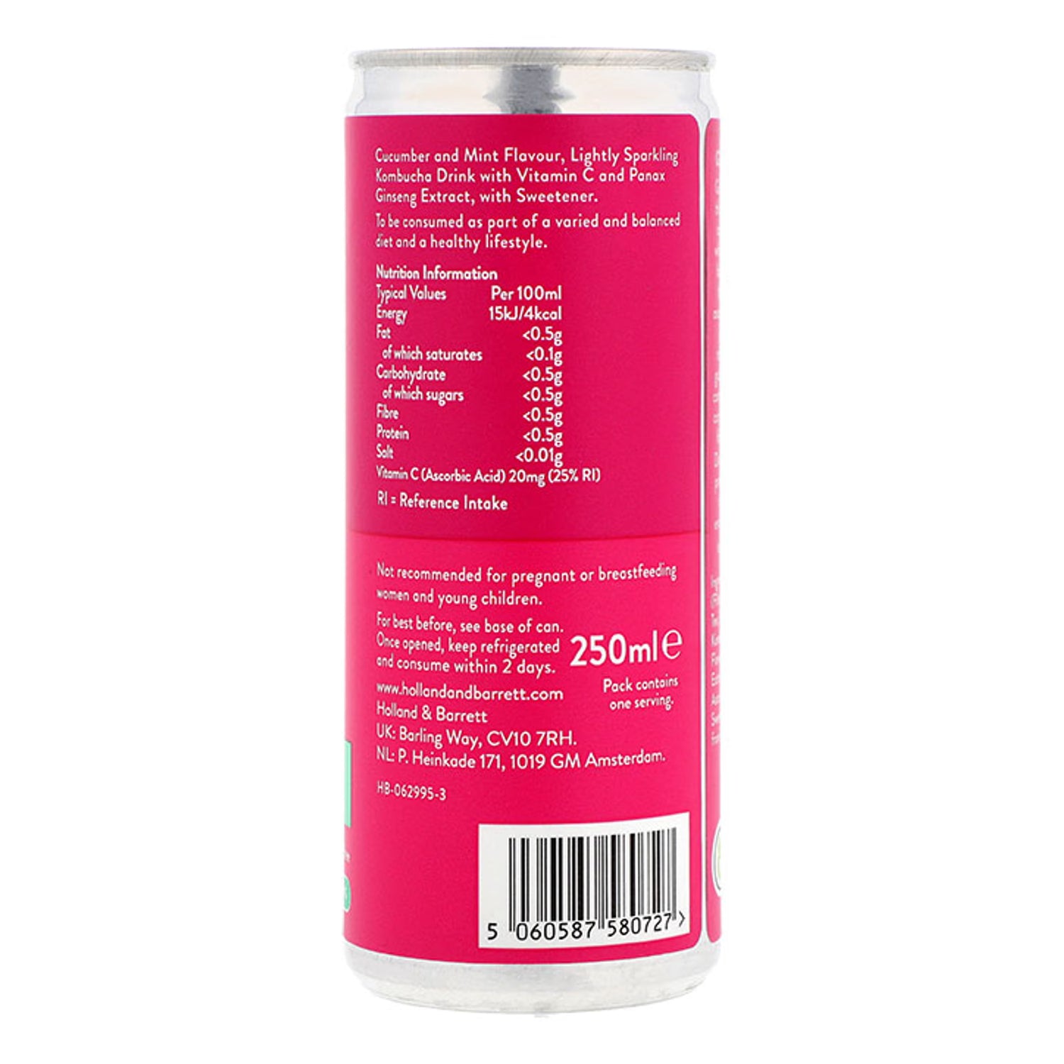 Holland & Barrett Glow Kombucha 250ml beverage, UK version