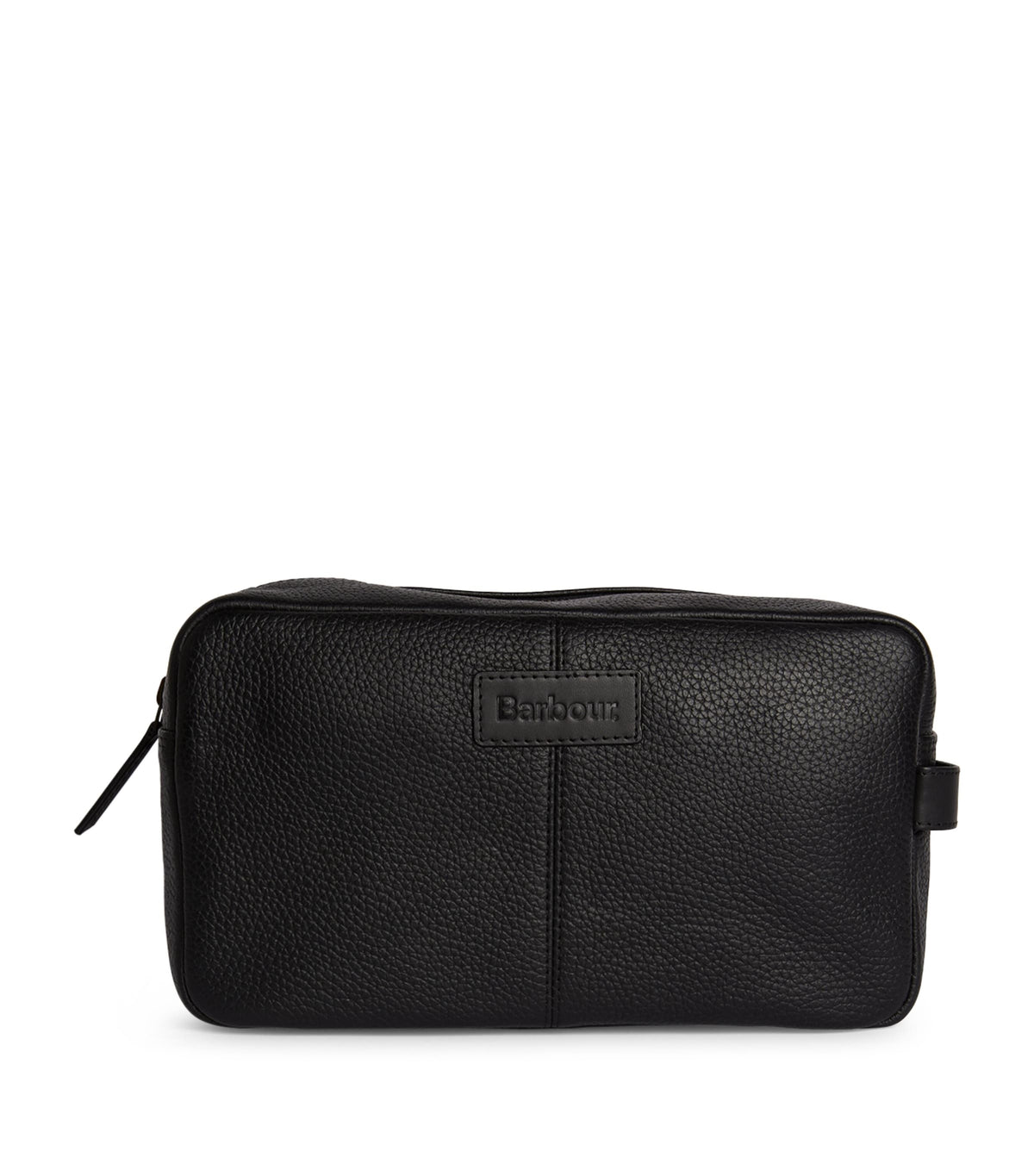 Barbour leather travel wash bag with grab handle and exterior pocket - British product