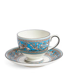 Wedgwood Florentine Turquoise teacup and saucer (British brand)