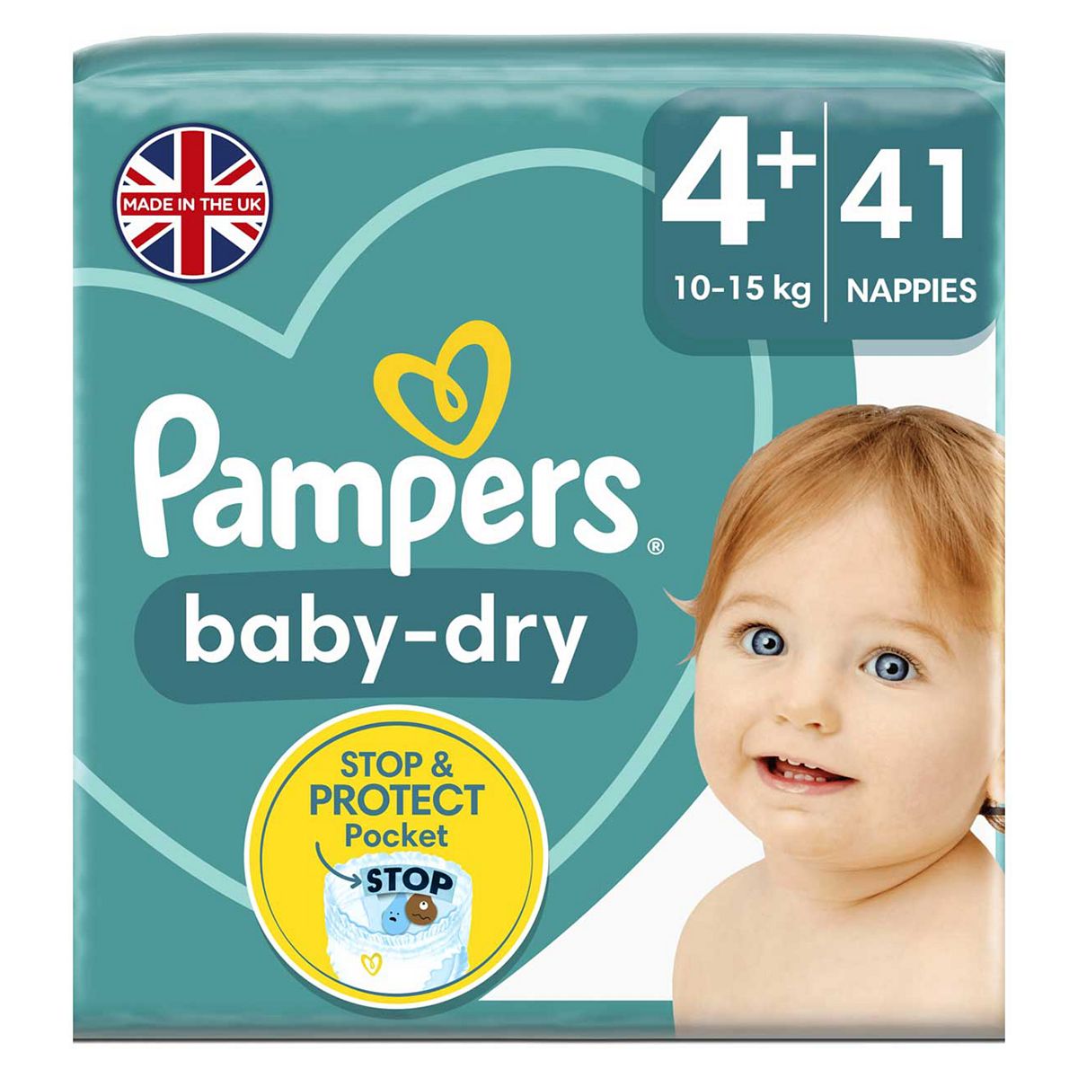 Pampers Baby-Dry Size 4+, 41 Nappies, 10-15kg, Essential Pack GOODS Boots   