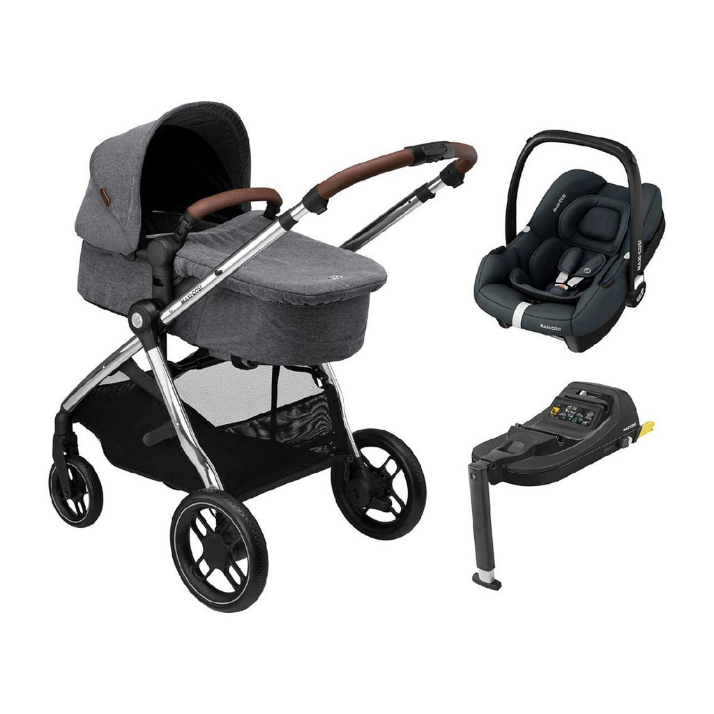 Maxi-Cosi Zelia3 Luxe Travel System with Car Seat Base Twillic Grey