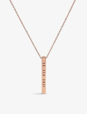 Littlesmith rose gold-plated vertical bar necklace 4cm, imported from the UK