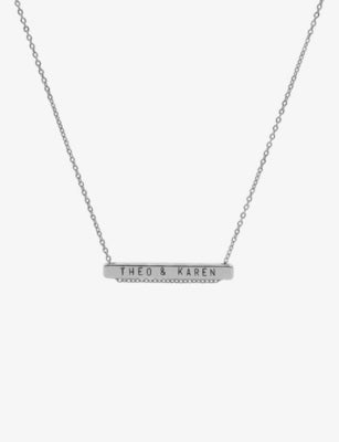 Littlesmith silver-plated personalised bar necklace 4cm - British product