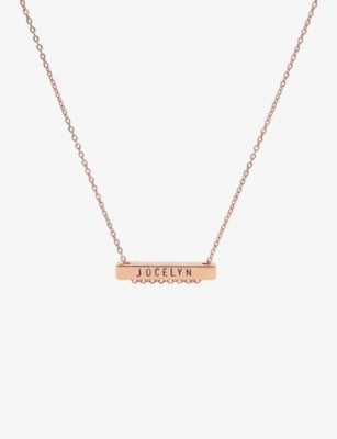 Littlesmith rose gold-plated personalised bar necklace 3cm, UK version