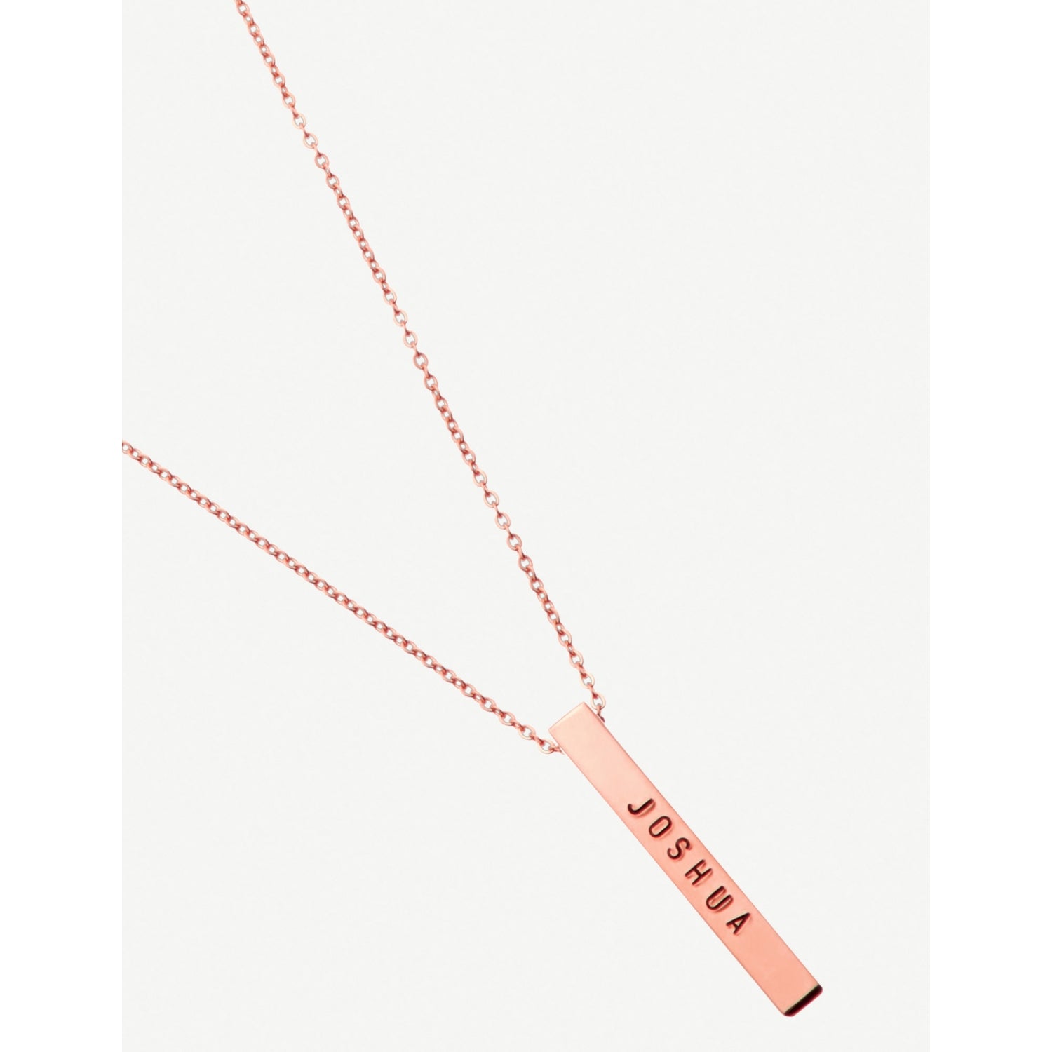 Littlesmith personalised rose gold plated bar necklace 3cm, UK version