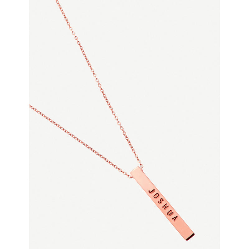 Littlesmith personalised rose gold plated bar necklace 3cm, UK version