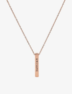 Littlesmith personalised rose gold plated bar necklace 3cm, UK version