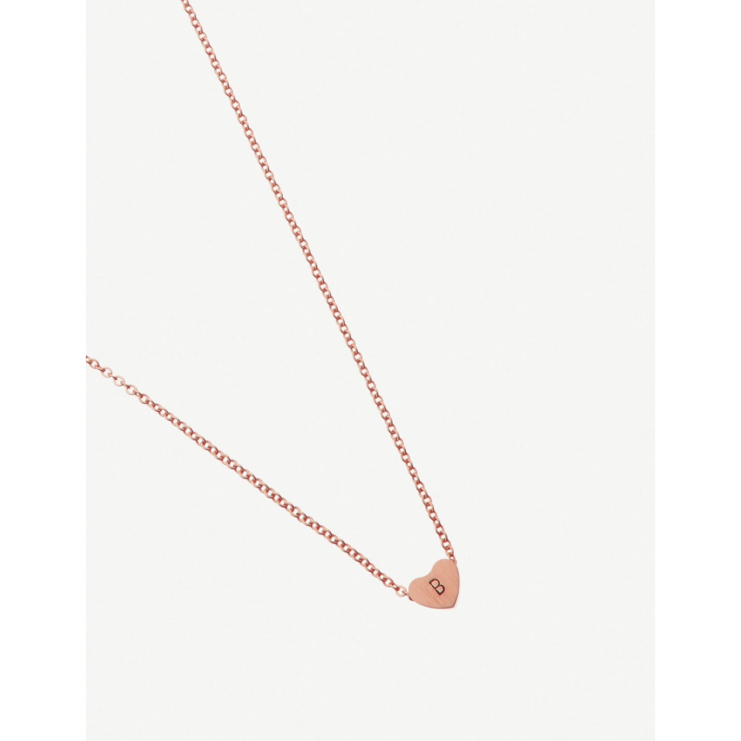 Littlesmith rose gold heart bead necklace with initial, 45cm, UK version