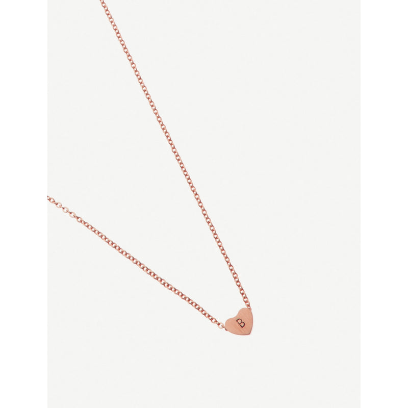 Littlesmith rose gold heart bead necklace with initial, 45cm, UK version