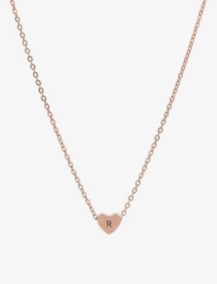 Littlesmith rose gold heart bead necklace with initial, 45cm, UK version