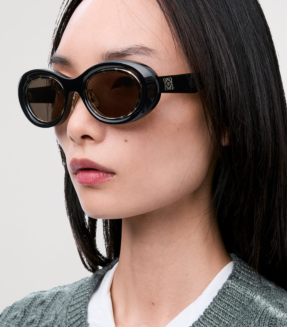LOEWE Mini Anagram oval sunglasses with gold-tone accents (British brand)