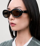 LOEWE Mini Anagram oval sunglasses with gold-tone accents (British brand)