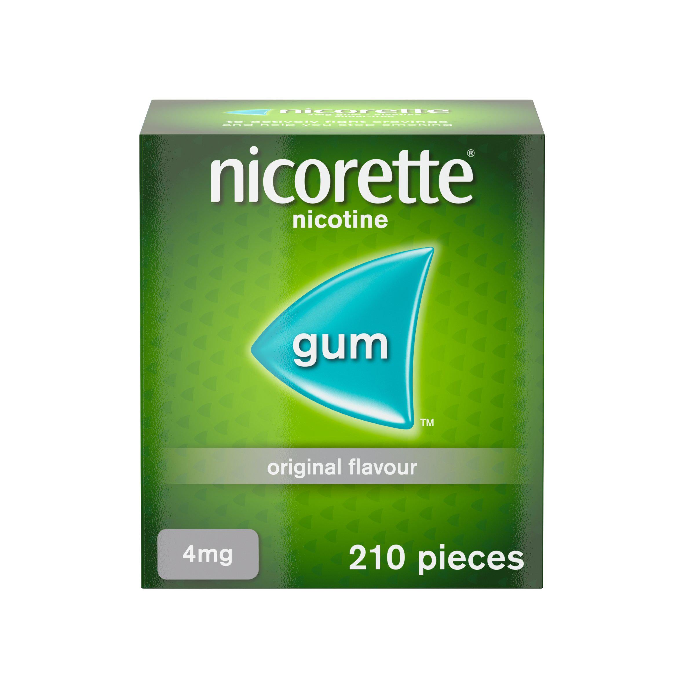 Nicorette Original Chewing Gum - 4mg, x210 Pieces (stop smoking aid) smoking control Sainsburys   