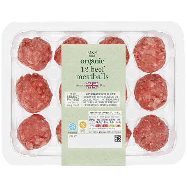 M&S Organic British 12 Beef Meatballs   300g GOODS M&S   