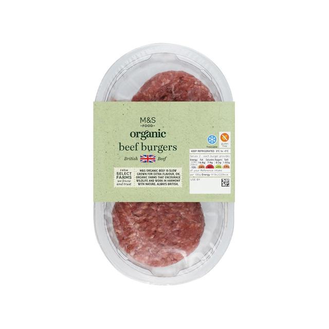 M&S Organic 2 British Beef Burgers   225g GOODS M&S   