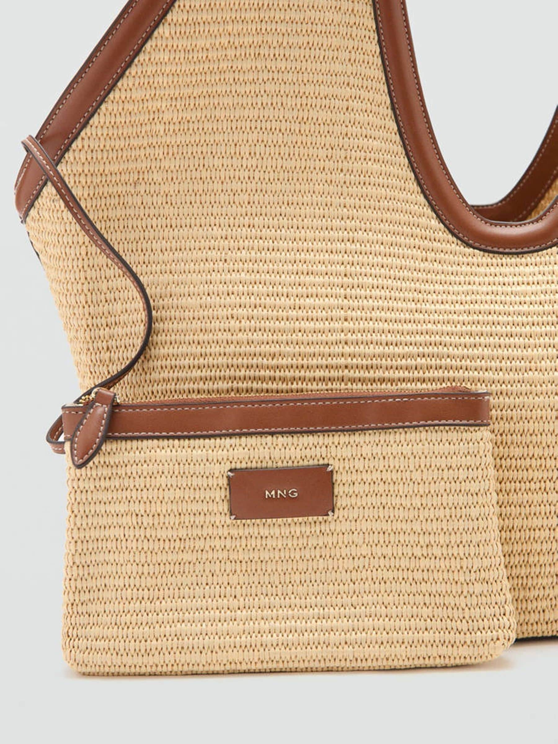Mango brown raffia shoulder bag, imported from the UK