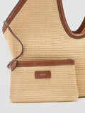 Mango brown raffia shoulder bag, imported from the UK
