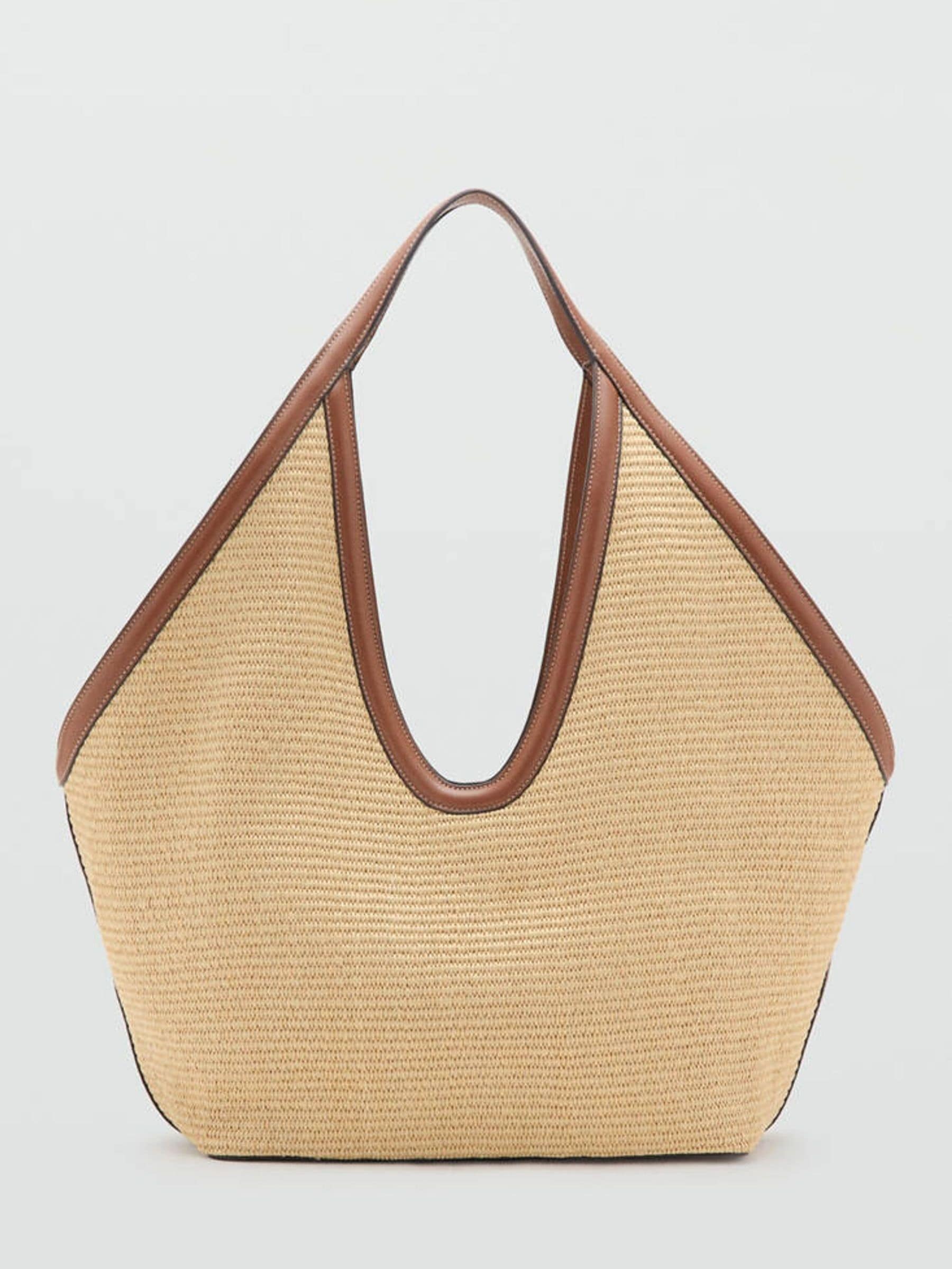 Mango brown raffia shoulder bag, imported from the UK