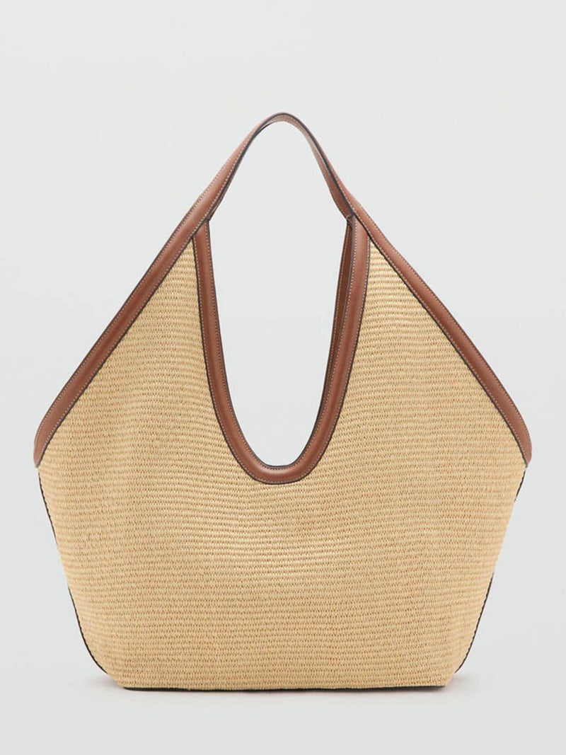 Mango brown raffia shoulder bag, imported from the UK