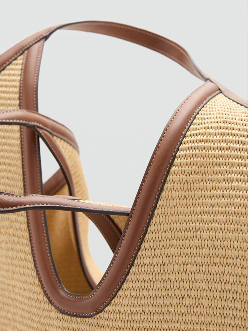 Mango brown raffia shoulder bag, imported from the UK