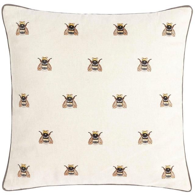 M&S Medium Repeat Bee Cushion Neutral 45X45.0cm GOODS M&S   