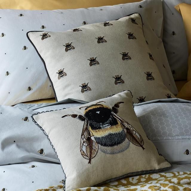 M&S Medium Repeat Bee Cushion Neutral 45X45.0cm GOODS M&S   